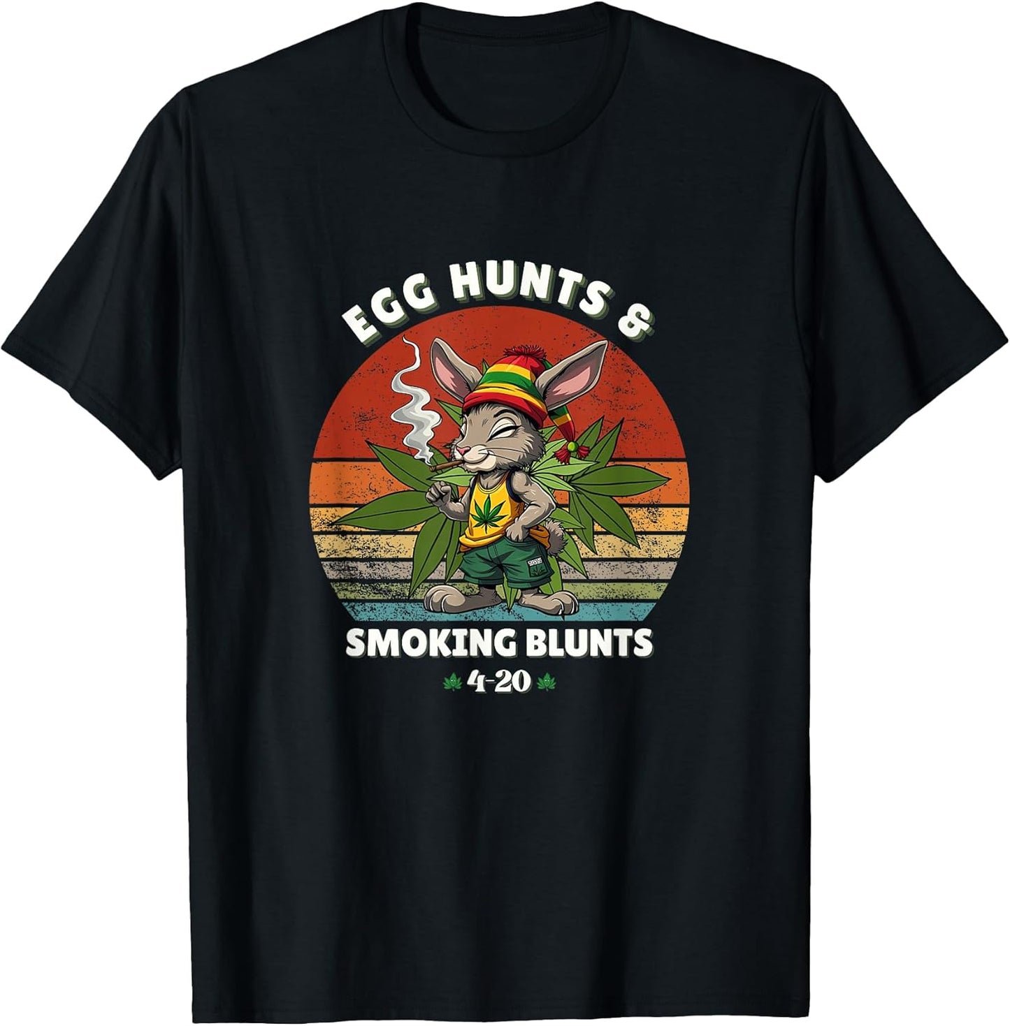 Stoned Easter Bunny With Joint 4/20 Marijuana Easter 420 Day T-Shirt
