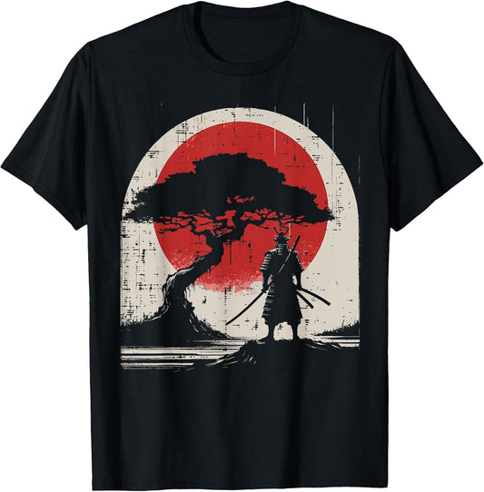 Japanese Samurai Kimono Tree Sun Vintage Art Women Men Kids T-Shirt
