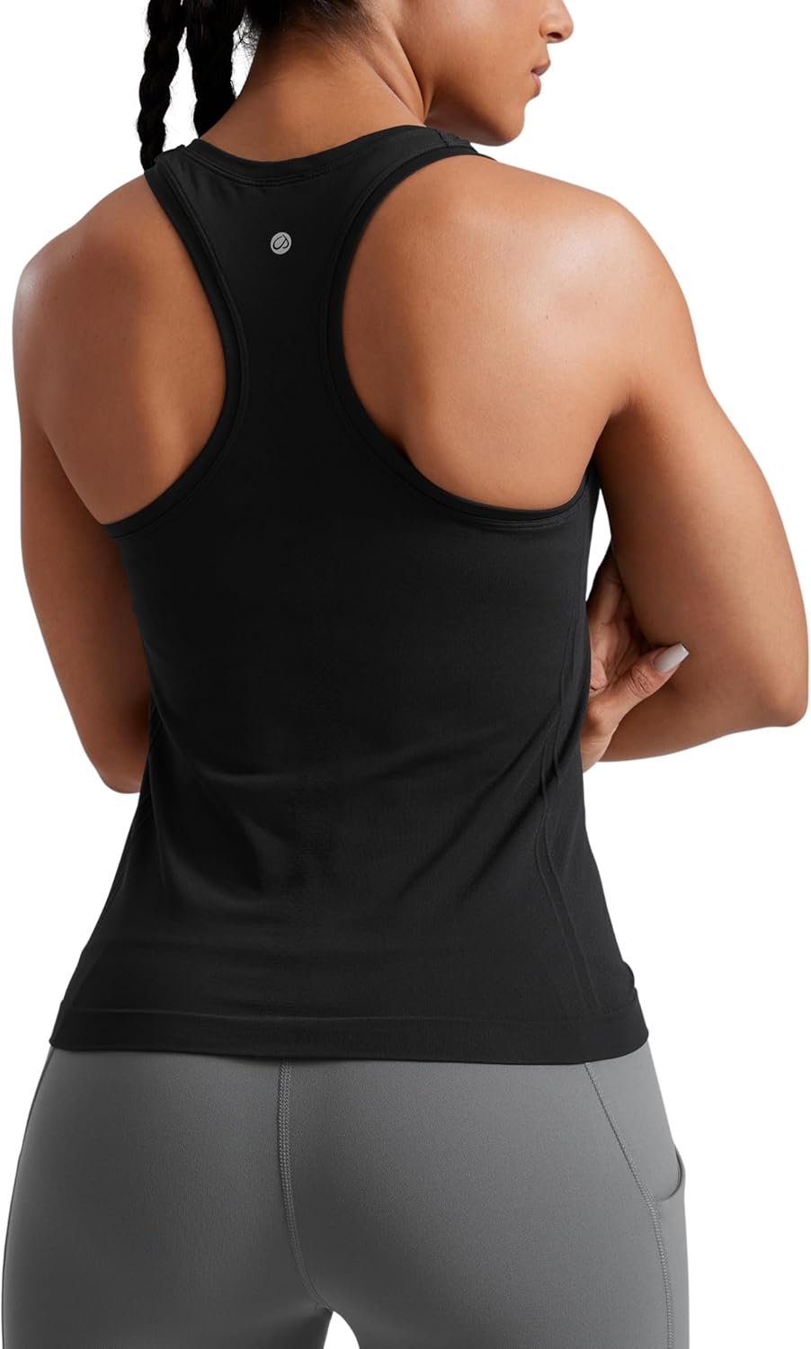 Seamless Racerback Tank Tops for Women - Gym Workout Athletic Running Sleeveless Shirts Breathable Scoop Neck