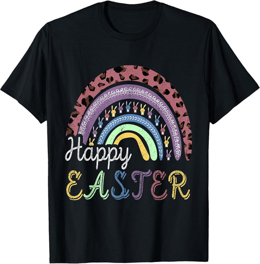 Happy Easter Day 2026 Rainbow Leopard Bunny Easter Bunnies T-Shirt