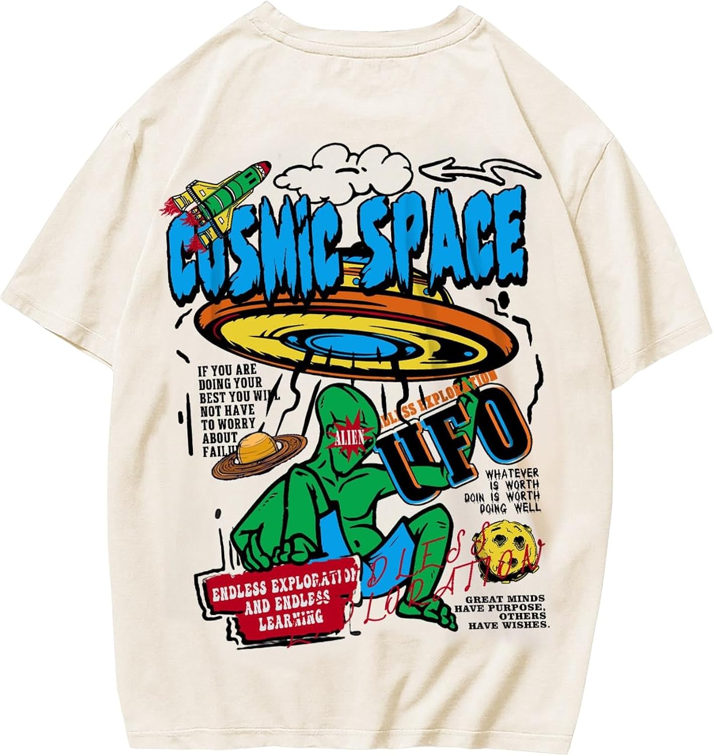 Men's Graphic Tees Y2K Alien T Shirts Vintage Shirts 90s Oversized Streetwear Tops
