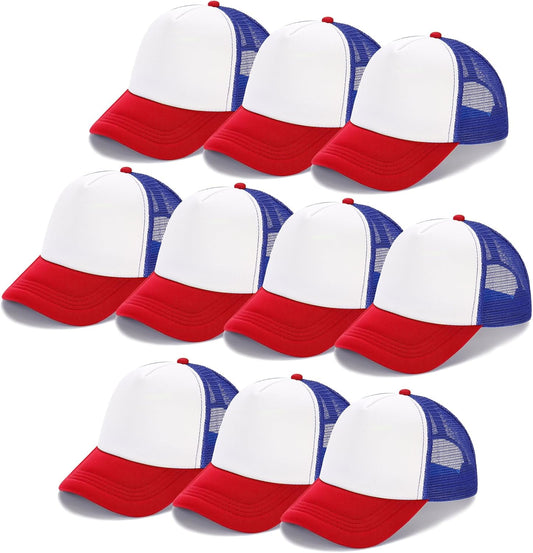 10 Pack Trucker Hat Mesh Sublimation Blank Hats Adjustable Baseball Caps Hats for Men Women