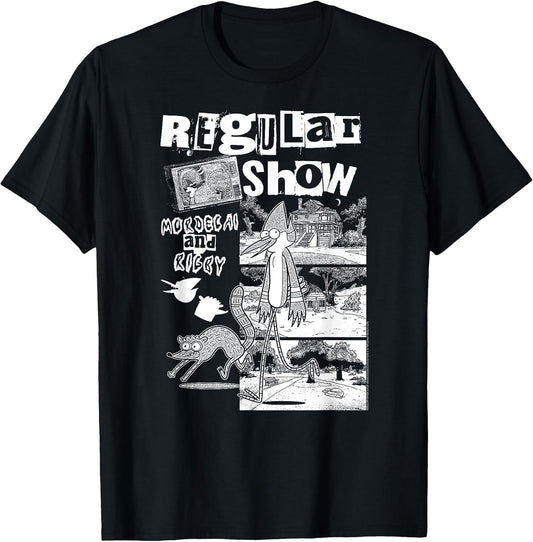 Punk Zine Black and White Collage Cartoon T-Shirt