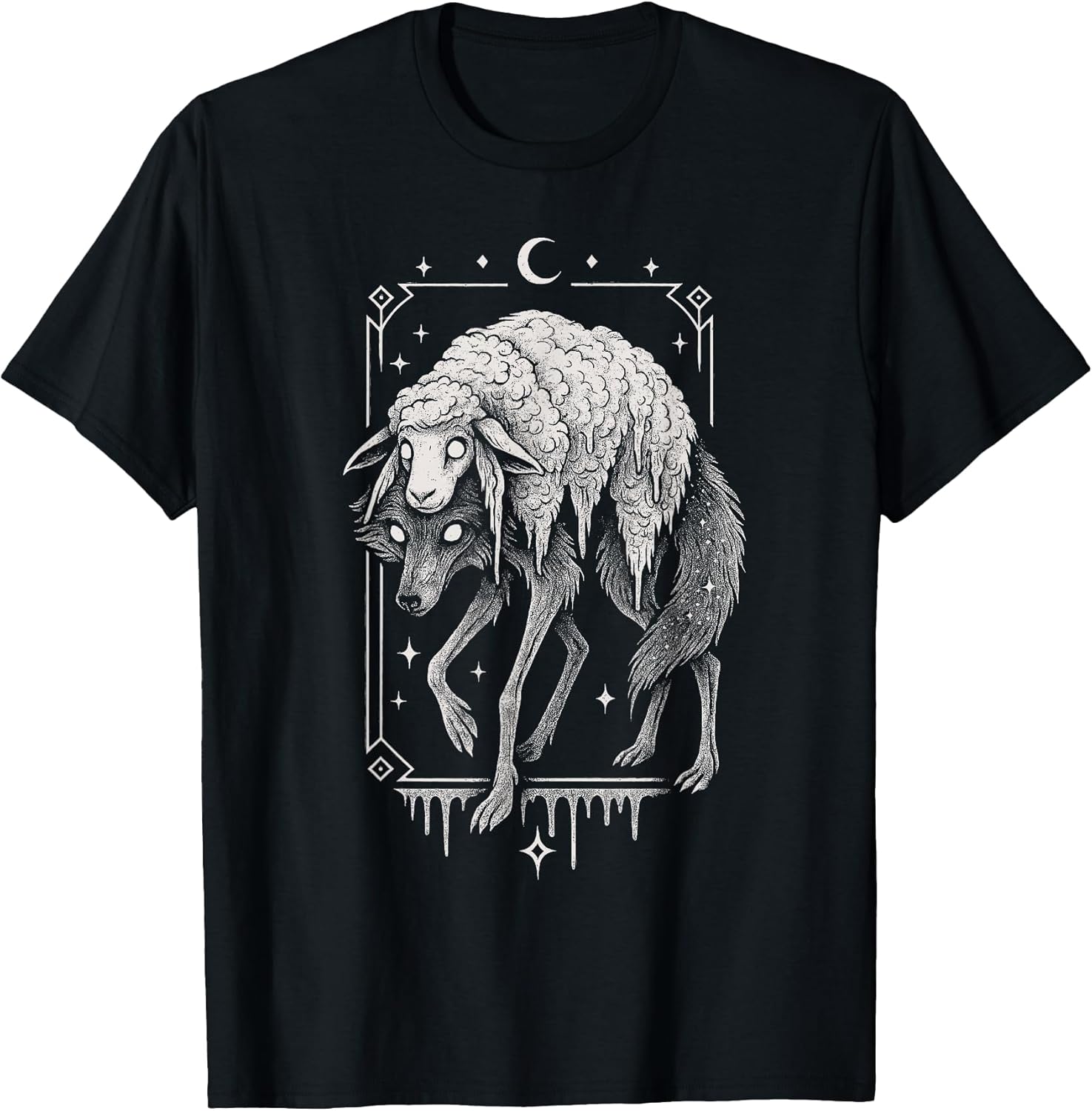 Wolf Sheep Horror Creepy Folklore Scary Goth Alt Aesthetic T-Shirt