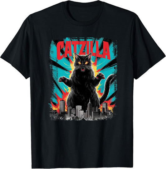 Catzilla Funny Cat Graphic Japanese Cityscape T-Shirt