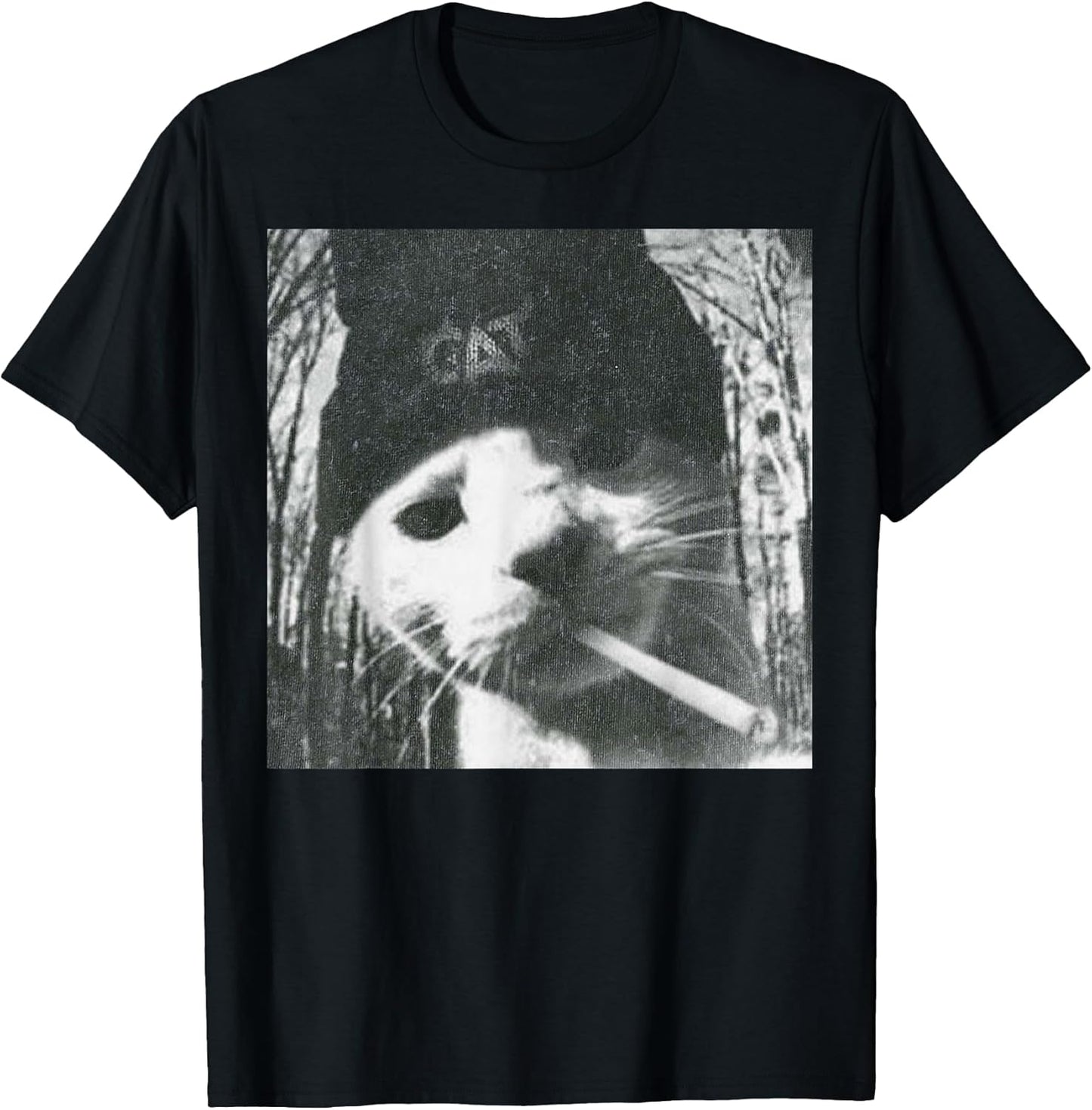 Smoking Cat Beanie Meme Grunge Aesthetic Funny T-Shirt