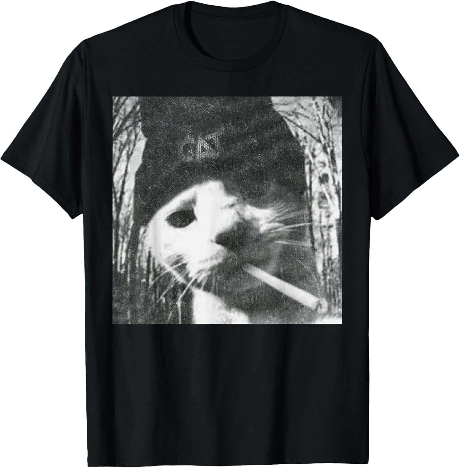 Smoking Cat Beanie Meme Grunge Aesthetic Funny T-Shirt