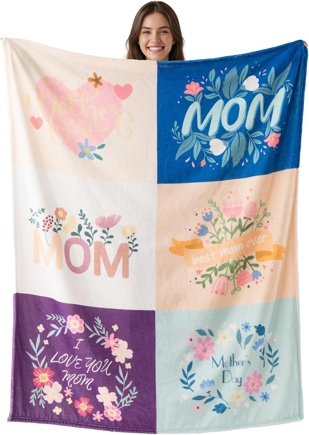 Battilo Unique Birthday Gifts for Mom from Daughter Son, Gift Blanket, Presents for Mother Day, Christmas, Super Soft Flannel Fleece Mama Throw Blanket for Bed Couch Mom Day 50"x60"