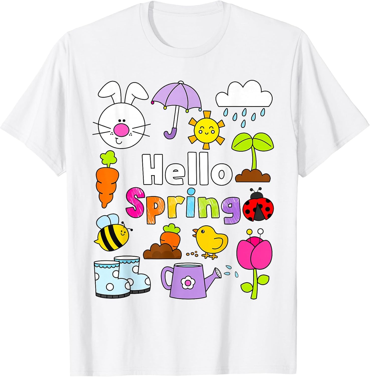 Hello Spring and Easter Day 2026 Bunny Hello Spring Toddler T-Shirt