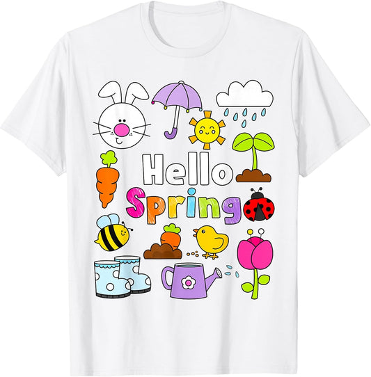 Hello Spring and Easter Day 2026 Bunny Hello Spring Toddler T-Shirt