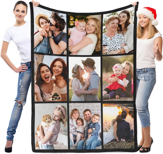 inkArts Custom Blanket with Photo, Personalized Blanket, Customized Photo Blankets, Customizable Picture Blankets, Personalized Mothers Day Blanket Gifts for Mom Baby Kid Family Pet