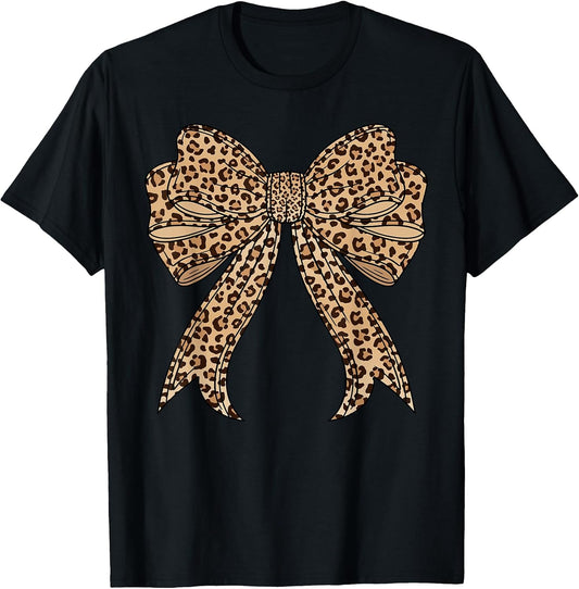 Coquette Bow Leopard for Women Girls Aesthetic Trendy Girly T-Shirt