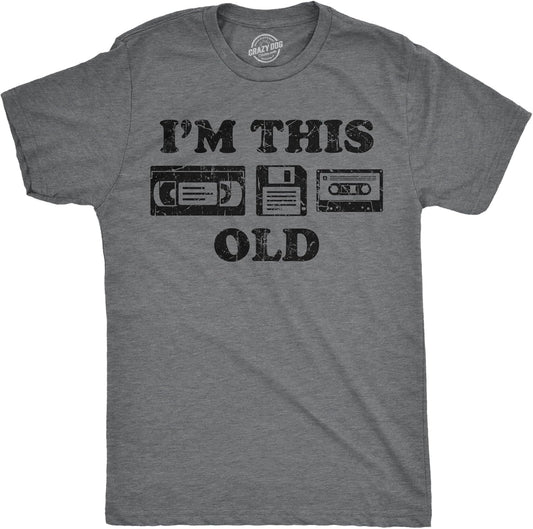 Mens Funny T Shirts I'm This Old - Oldometer 40, 50, or 60 and More Sarcastic Birthday Graphic Novelty Tees for Men