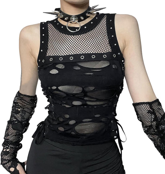 Womens Goth Summer Tank Tops Casual Trendy Crop Camis Shirt Top Clothes