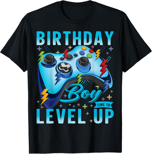 Birthday Boy Time to Level Up Video Game Birthday Gamer Boys T-Shirt Small