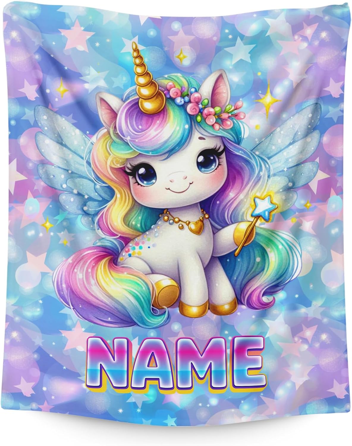 Kids Blanket Custom Unicorn Blanket for Girls 6-8 Gift for Unicorn Lovers, Fuzzy Cozy Soft Cute Flannel Throw for Sofa Trip Chair Room Decor