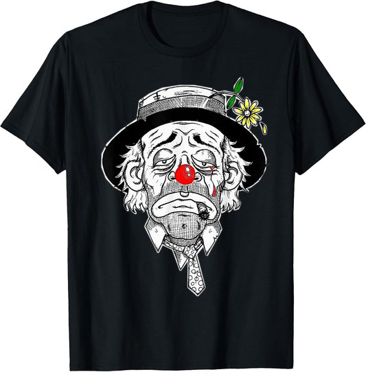 Unisex-Adults, Unisex-Kids Black Hobo Clown T-Shirt