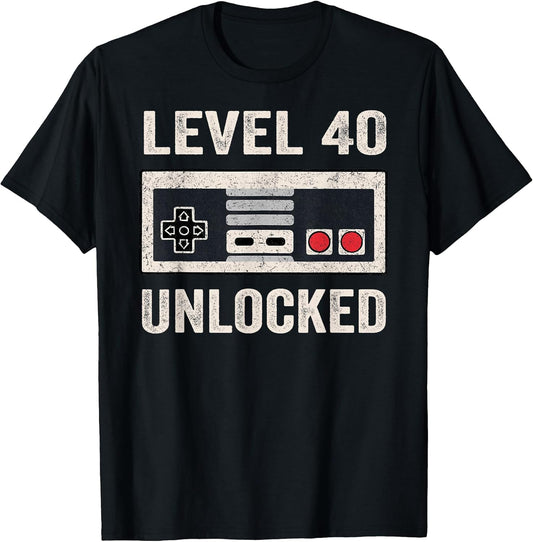 Level 40 Unlocked Video Gamer 40th Birthday Gift T-Shirt