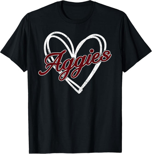 Retro Personalized Aggies-Heart Men Women Kid T-Shirt