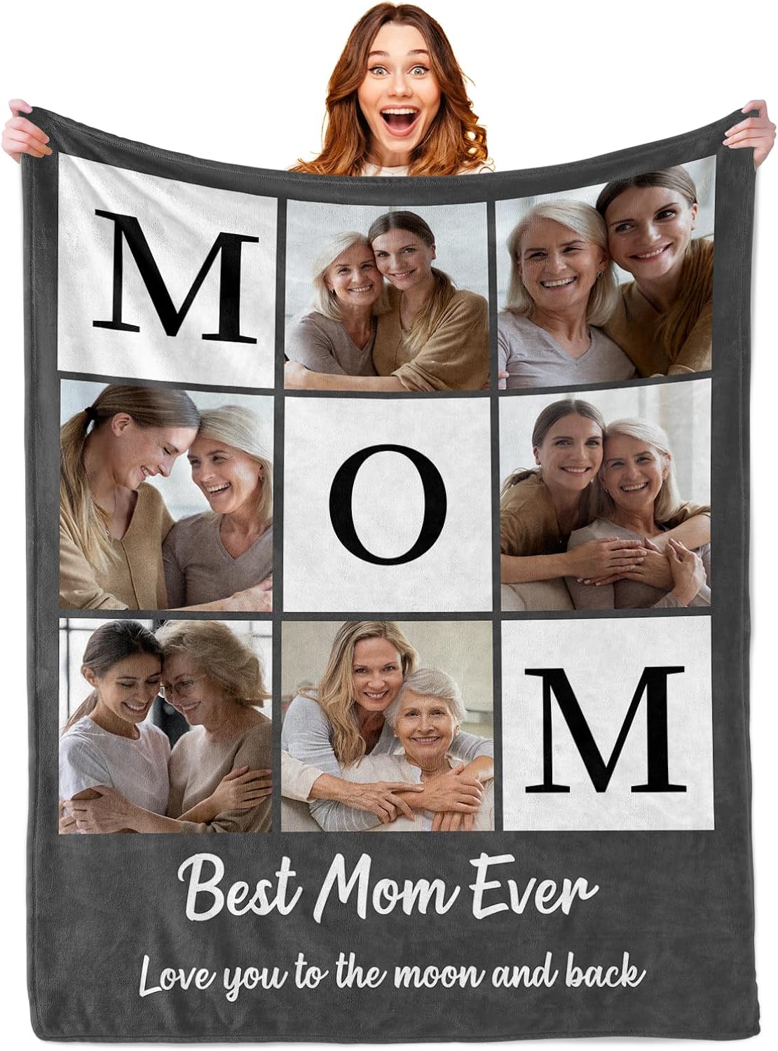 Mom Blanket for Mothers Day Custom Photo Blanket Personalized Picture Blankets for Mothers Day Birthday Customized Gifts for Mom & Wife