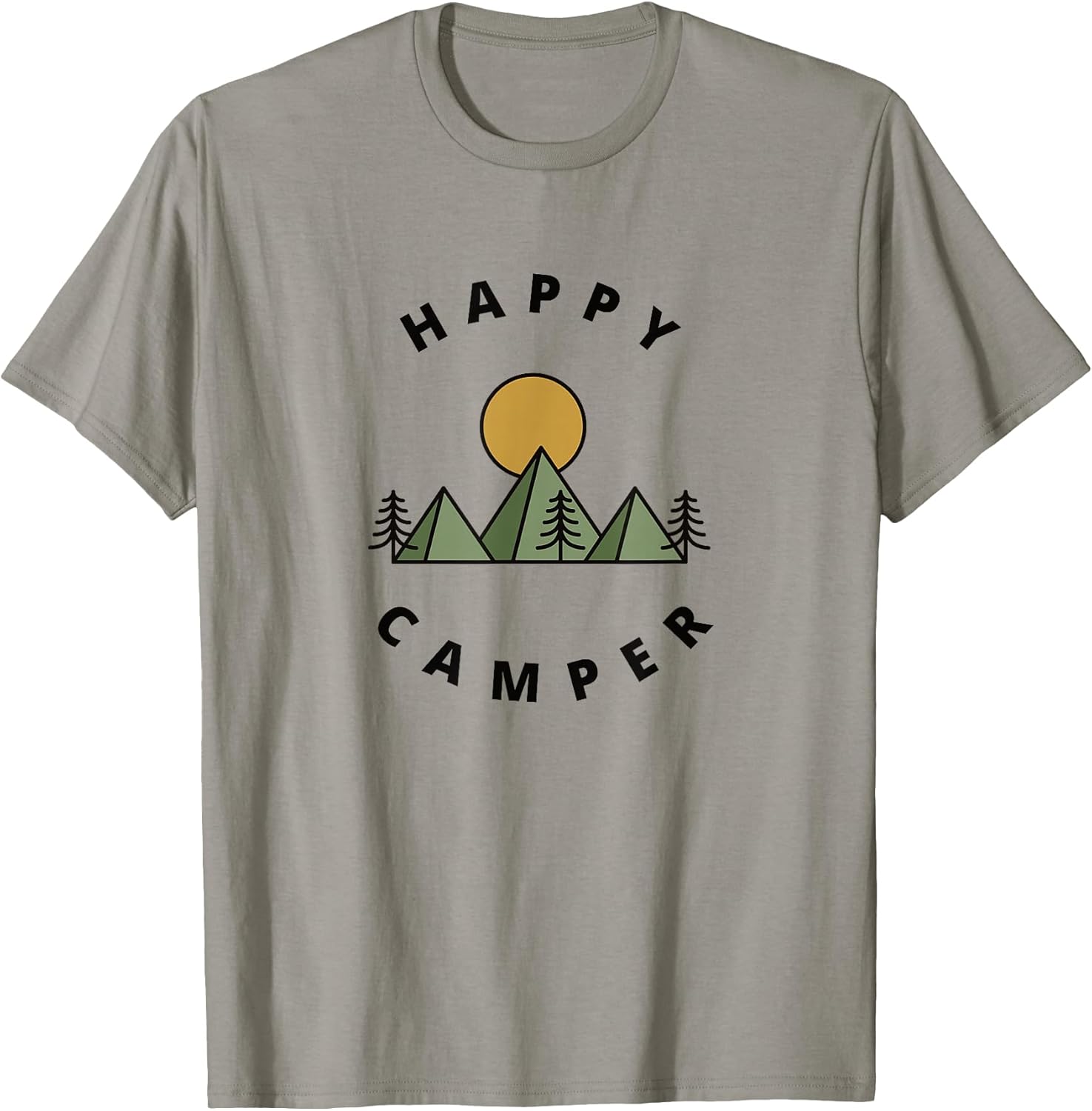 Happy Camper Camping Camp Forest Mountains Minimalist Mens T-Shirt