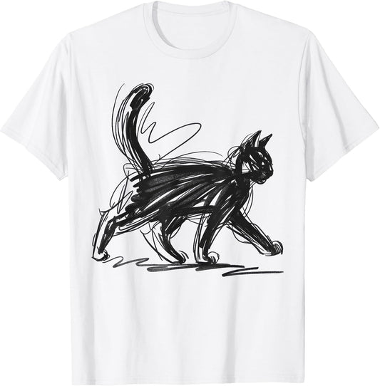 Minimalist cat Art t -shir t