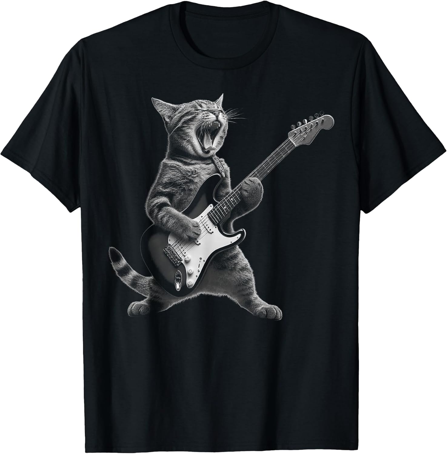 Funny Cat Playing Guitar Rock and Roll Gifts Men Women Kid T-Shirt
