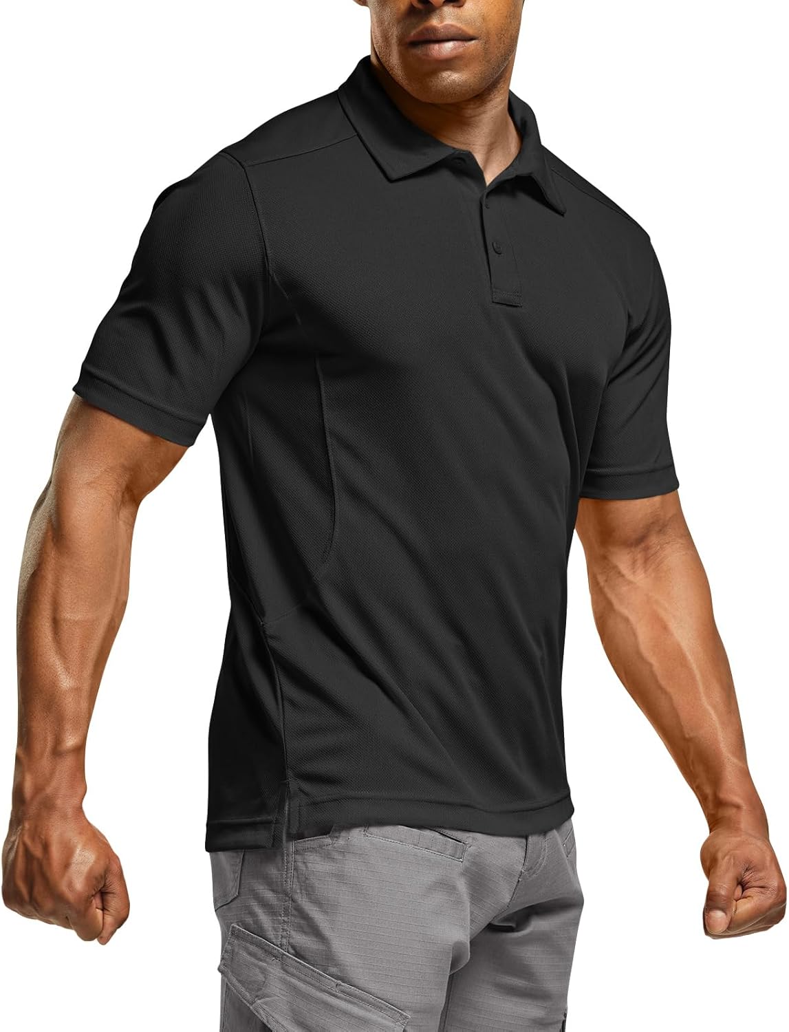 Men's Quick Dry Tactical Polo Shirt, Lightweight Breathable Performance Polo, Short Sleeve UPF 50+ Outdoor Golf Shirt