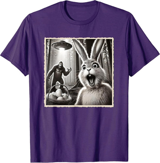 Funny Easter Bunny & Easter, Selfie Bigfoot & UFO, Easter T-Shirt