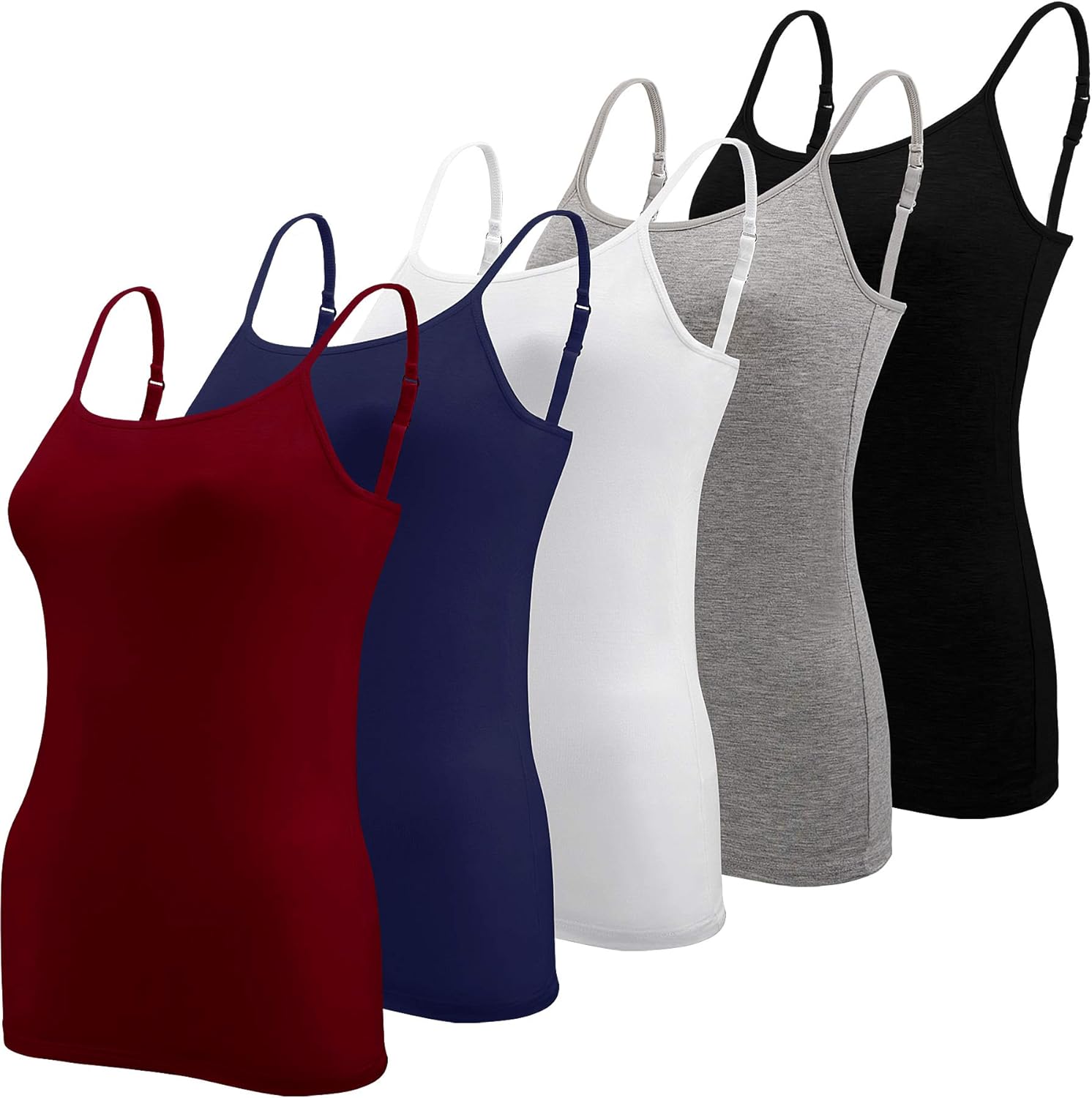 5 Pcs Women's Camisole Tank Top Undershirt Spaghetti Strap Basic Camisoles