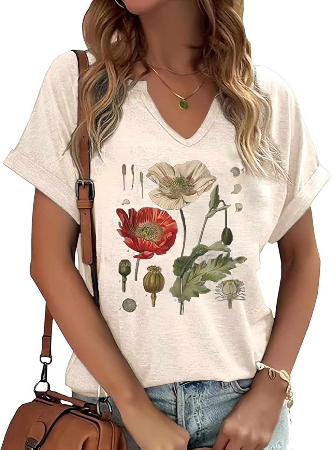 Christmas V Neck Shirts for Women Buffalo Plaid Tree Shirt Merry and Bright Shirt Casual Graphic T-Shirt Tops