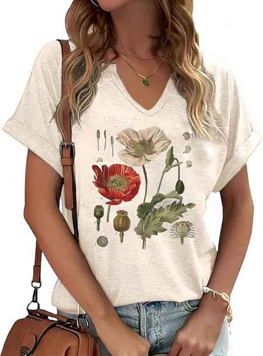 Christmas V Neck Shirts for Women Buffalo Plaid Tree Shirt Merry and Bright Shirt Casual Graphic T-Shirt Tops