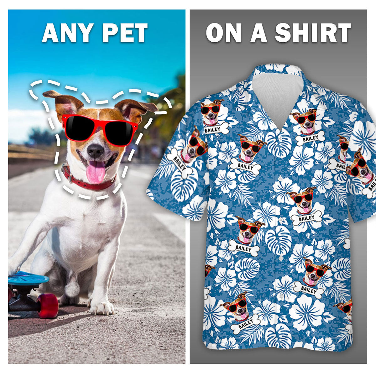 Pet Pattern Photo - Personalized Custom Hawaiian Shirt