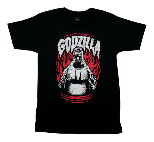 Godzilla Mens T-Shirt - King of Monsters Drawn Graphic Red, White, Black