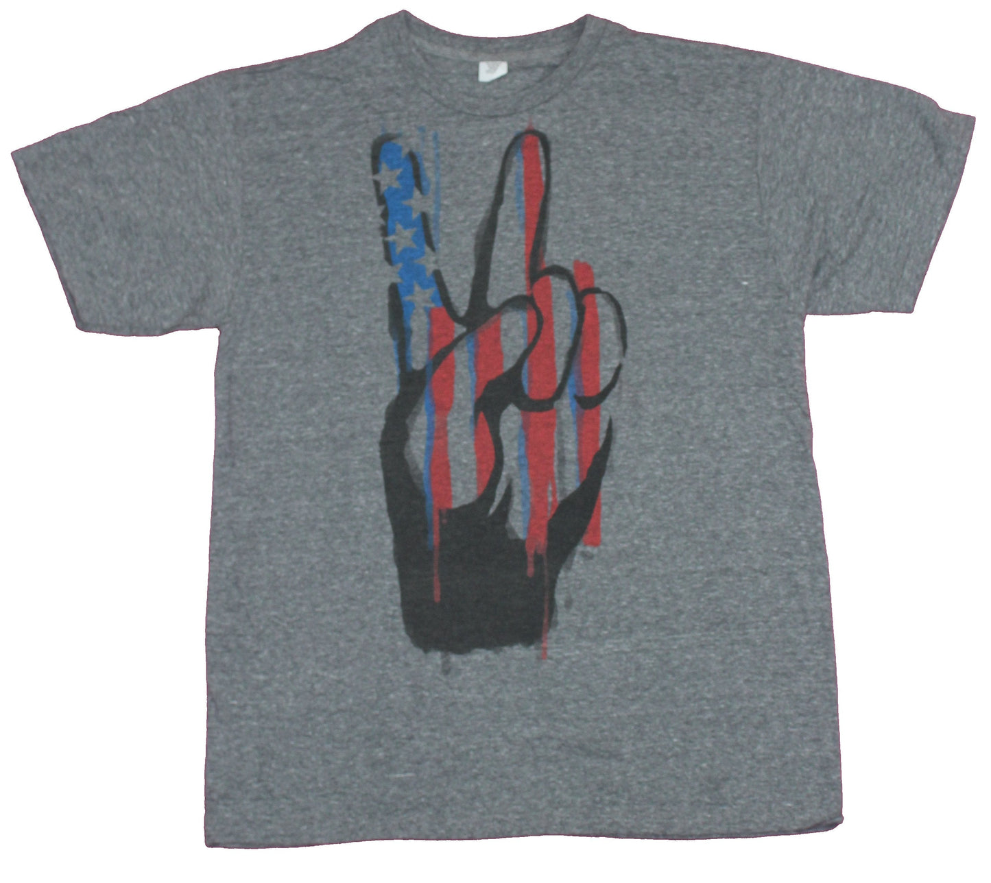 Peace Mens T-Shirt- Stylized American Flag Peace Hand Image