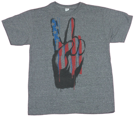 Peace Mens T-Shirt- Stylized American Flag Peace Hand Image