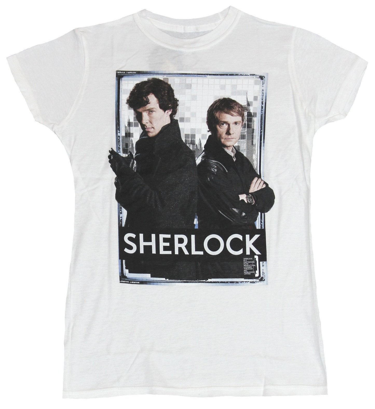 Sherlock (BBC TV Series) Girls Juniors T-Shirt - Photo Black Bordered Box Image