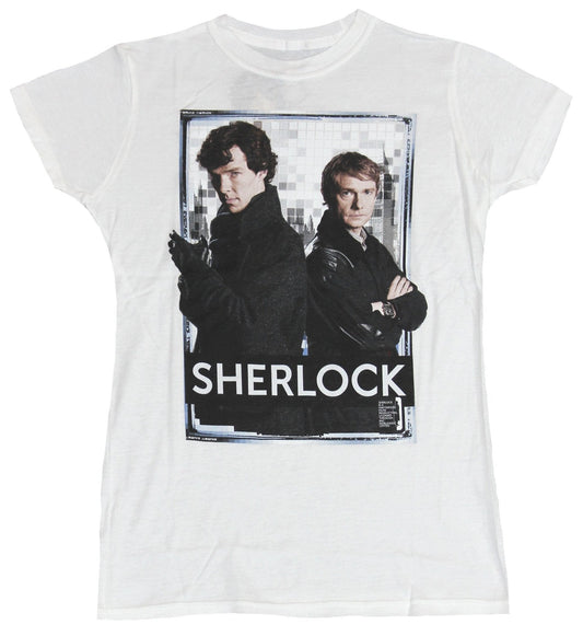 Sherlock (BBC TV Series) Girls Juniors T-Shirt - Photo Black Bordered Box Image