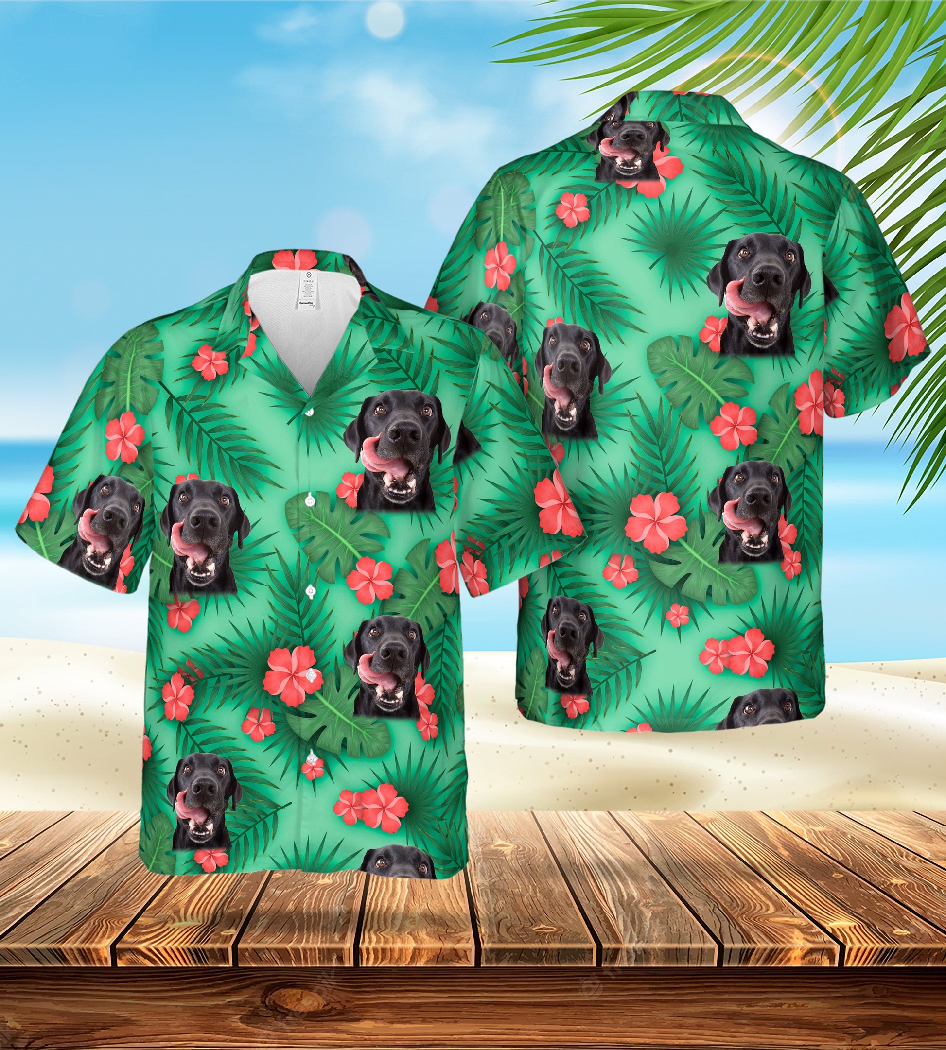Custom Hawaiian Shirt (Trident Green: 1-4 Pets)