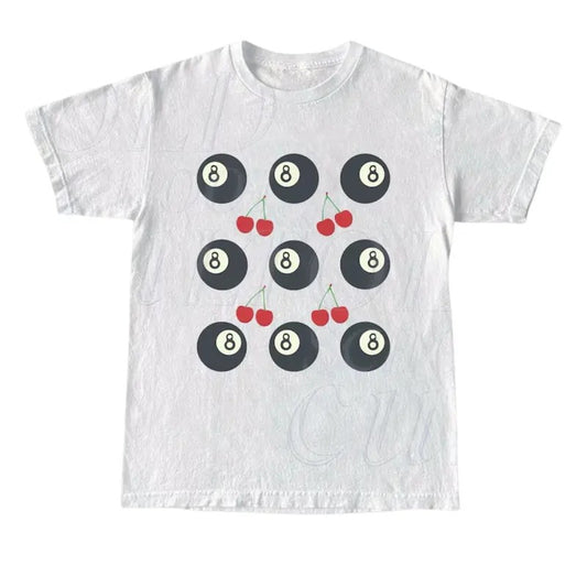 8 Ball Cherry Vintage 90s Graphic Style T-Shirt, Retro Cherry Billard Shirt, Y2k Lucky Tee, Cool 80s Billard Gift,Y2k Pool Clothing Menswear Top