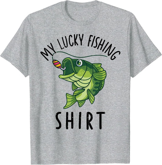 Boys My Lucky Fishing-Shirt Bass Fish Kids Funny Fishing T-Shirt