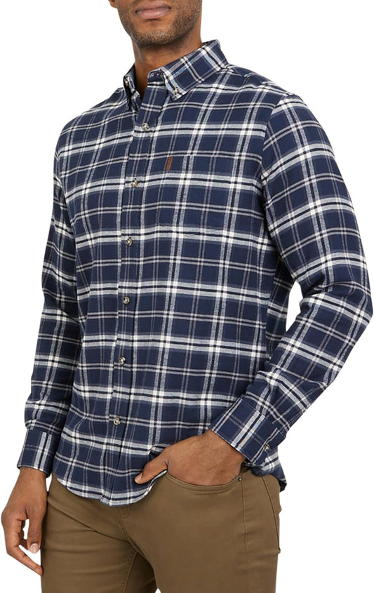 Men's Classic Fit Long Sleeve Button Down Stretch Flannel Casual Woven Shirt (S-2XL)