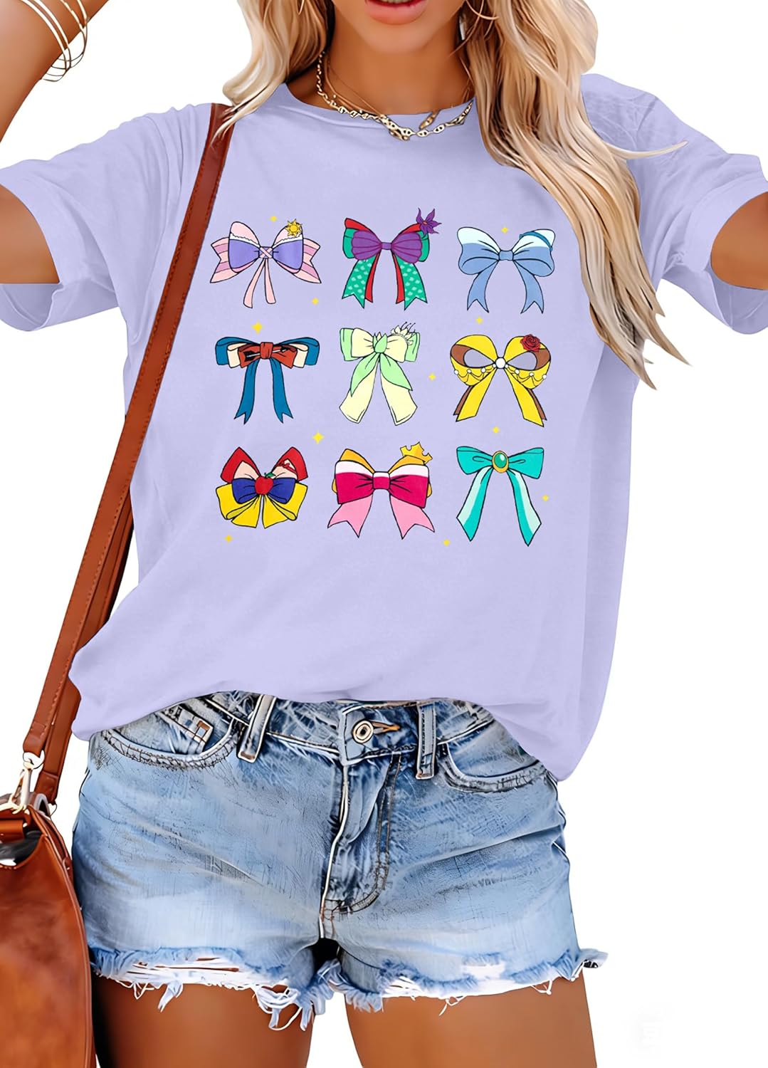Magic Kingdom Shirts for Women Bow Shirt Coquette Aesthetic Tshirt Princess Tee Oversized Holiday Vacation Tops