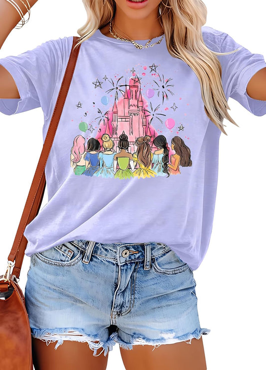 Magical Princess Shirts for Women: Magic Kingdom Tshirt Princess Shirt Funny Family Vacation Tee Casual Holiday Tee Top