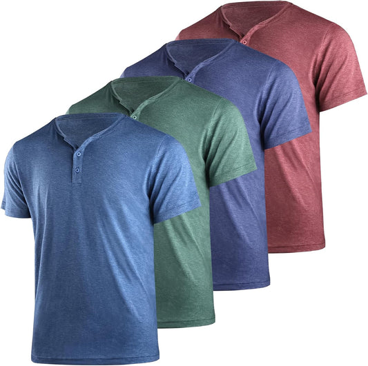 Mens T-Shirts Henley Shirts,Multipack Henley Short Sleeve Shirts,3 Button Tees Multi Color,Classic Casual T Pack
