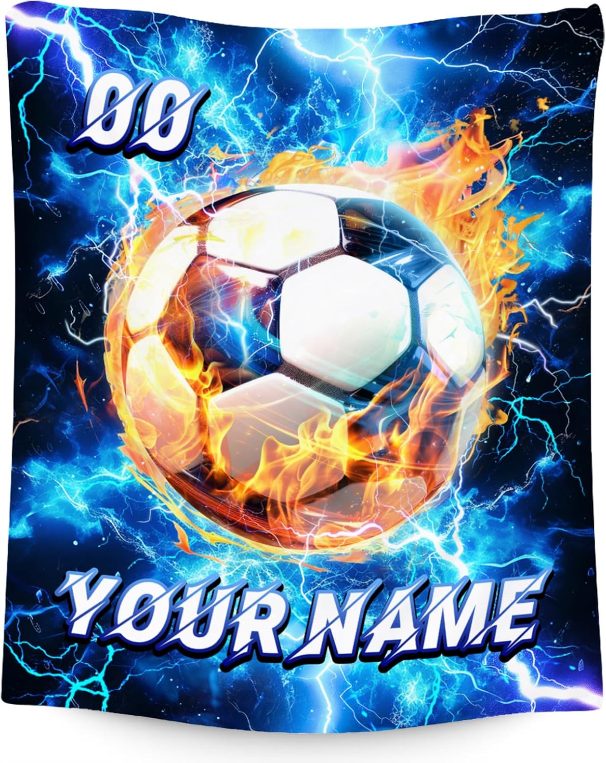 Soccer Blanket - Personalized Boys Blankets with Name for Kids Teens - Custom Gifts for Soccer Players - Plush Cozy Flannel Sports-Themed Throws (4 Sizes)