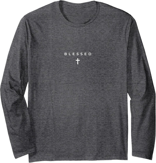 Blessed Cross Subtle Christian Minimalist Religious Faith Long Sleeve T-Shirt