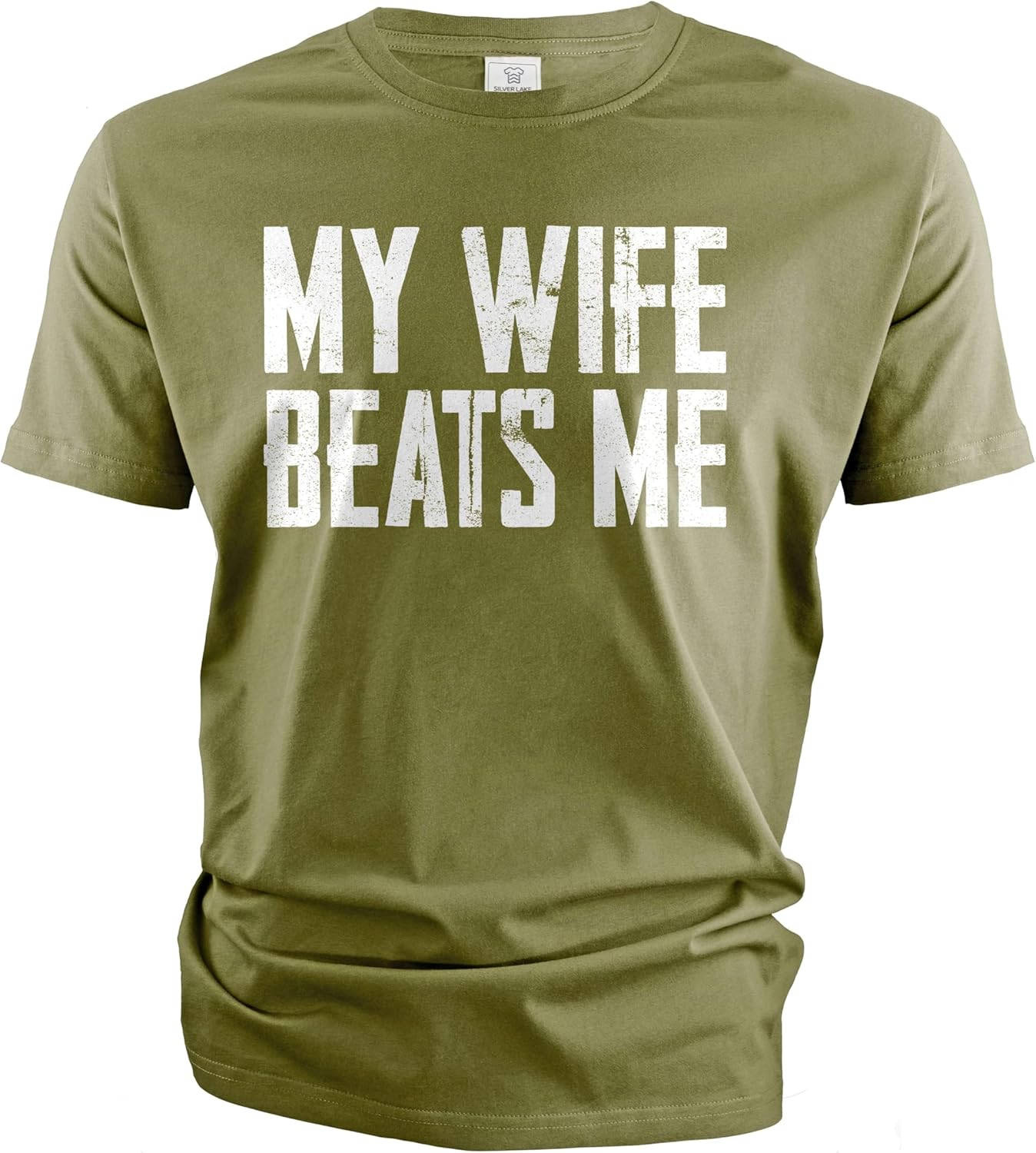 Men's Funny Tee Shirt Husband Birthday Sarcastic My Wife Beats me Humor Tshirt Papa dad T-Shirt