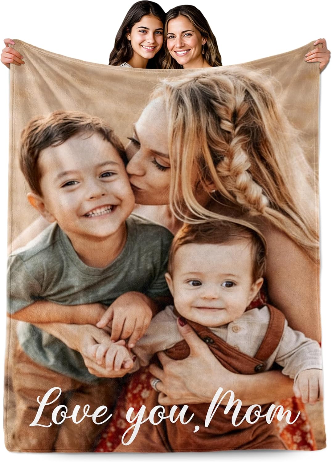Mothers Day Personalized Gifts for Mom from Daughter Son Kids Husband, Personalized Blanket with Photos, Custom Blanket with Picture, Customized Christmas Birthday Gifts for Grandma Aunt Wife