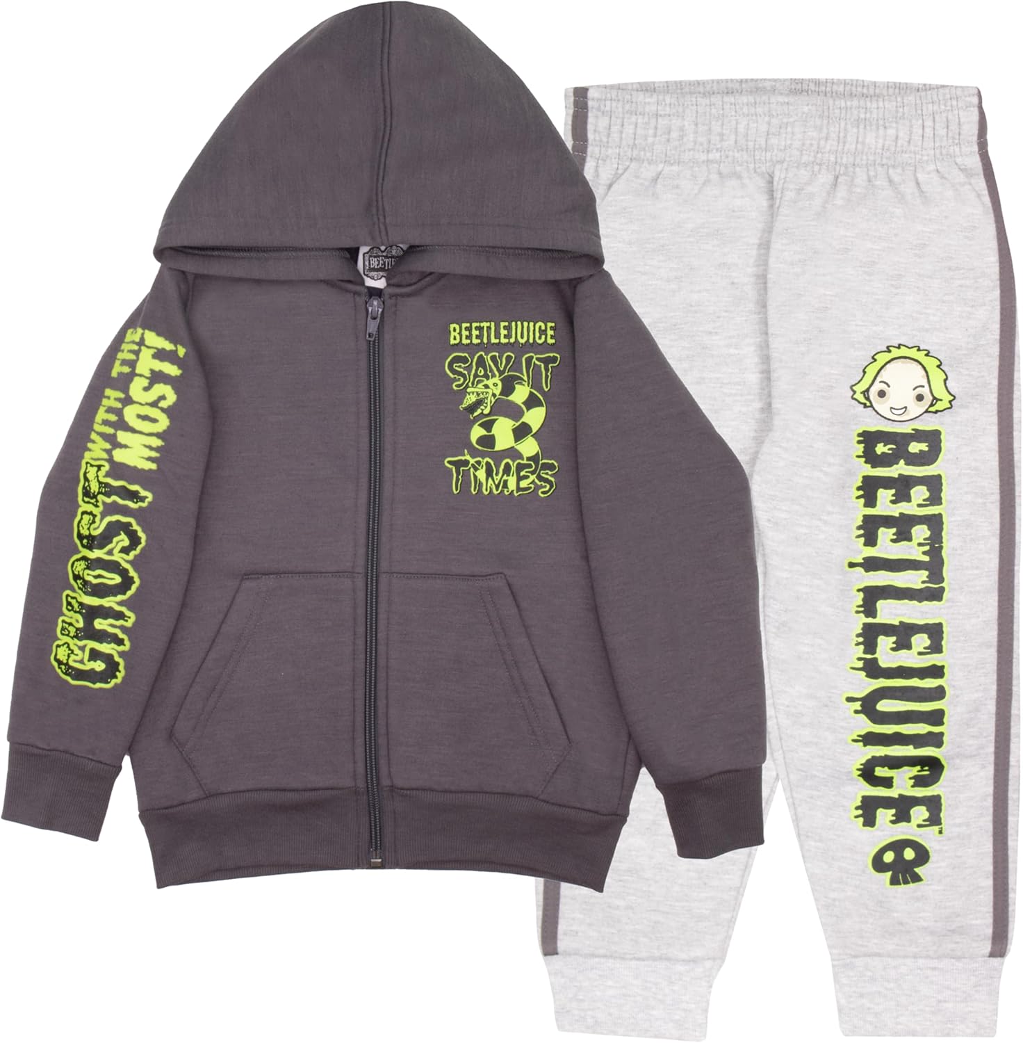 Beetlejuice Boys Matching Sets Pullover Hoodie and Pants Fleece Set for Boys 2 Piece Bundle with Graphic Print